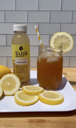 Arnold Palmer drink with Suja Lemon Love bottle