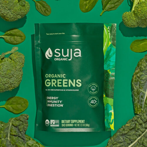 Suja Organic Greens blend with spinach, kale and broccoli